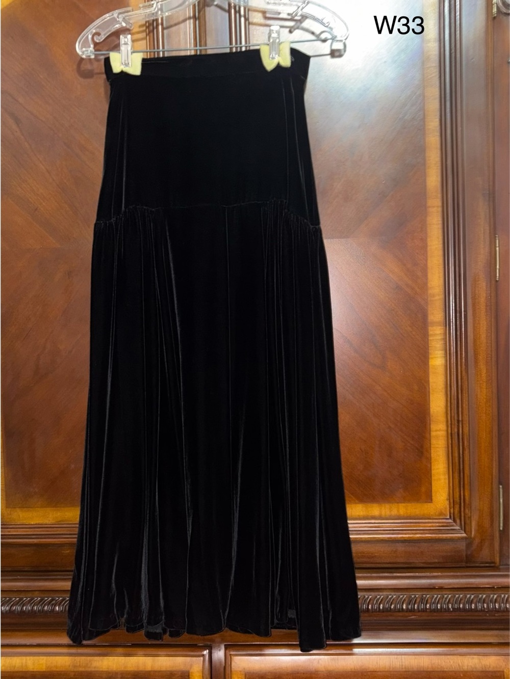 Elegant Black Velvet Maxi Skirt - Women
